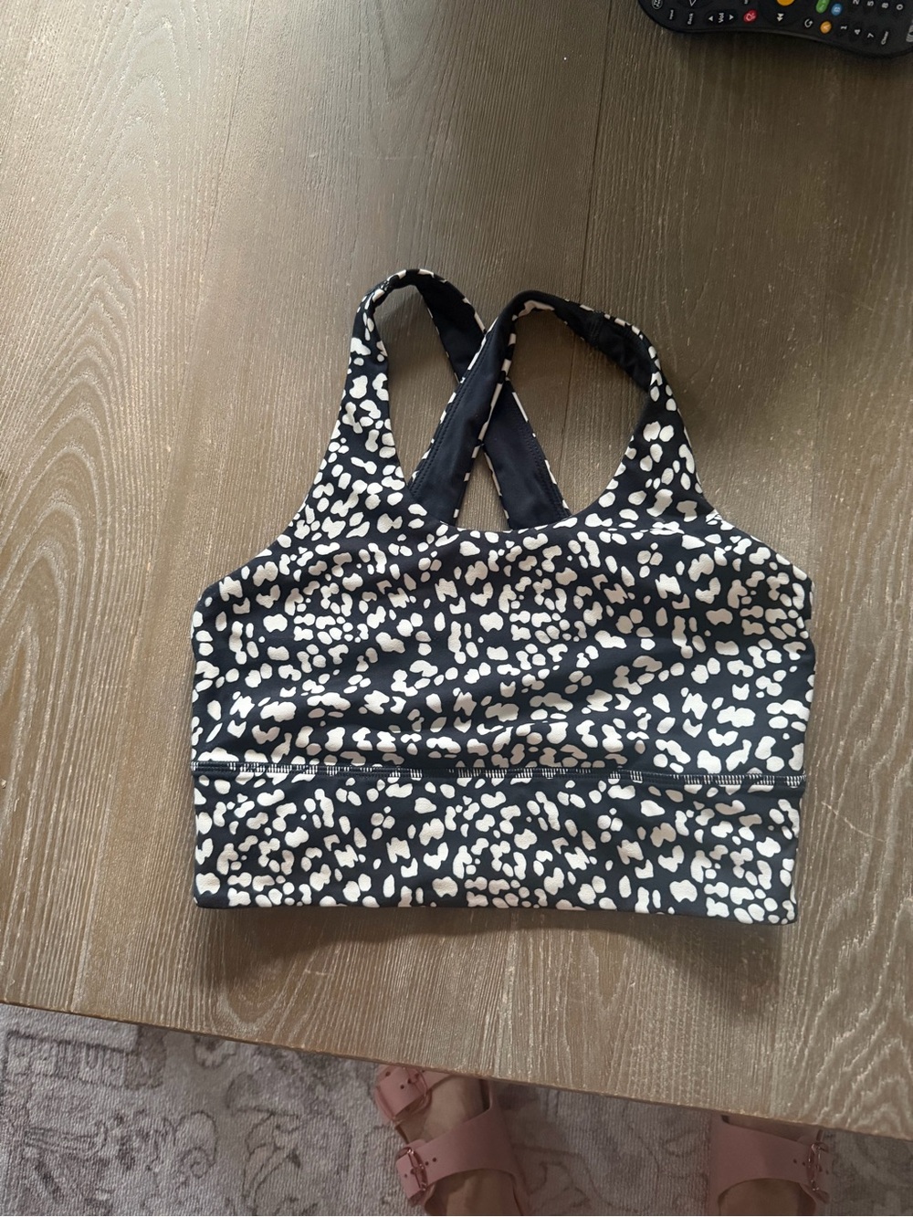 Leopard Print Racerback Sports Bra in Black and White